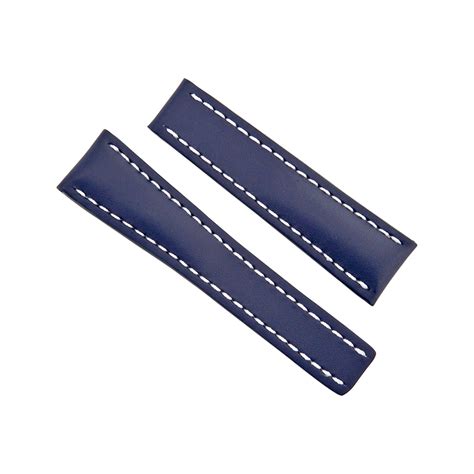 Breitling Blue Leather Watch Band Strap and White Stitching